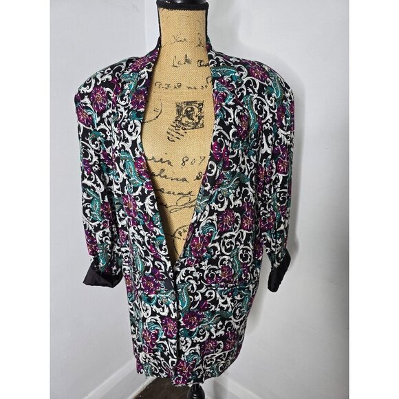 Vintage 90s Dark Romantic Boho Paisley Eclectic Blazer Jacket - Picture 7 of 16